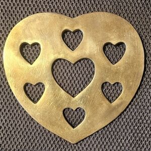 Brass Trivet With Heart Cutouts
